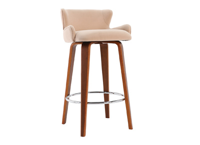 Design-Barhocker Stoff Beige Beine Nussbaum BJORG