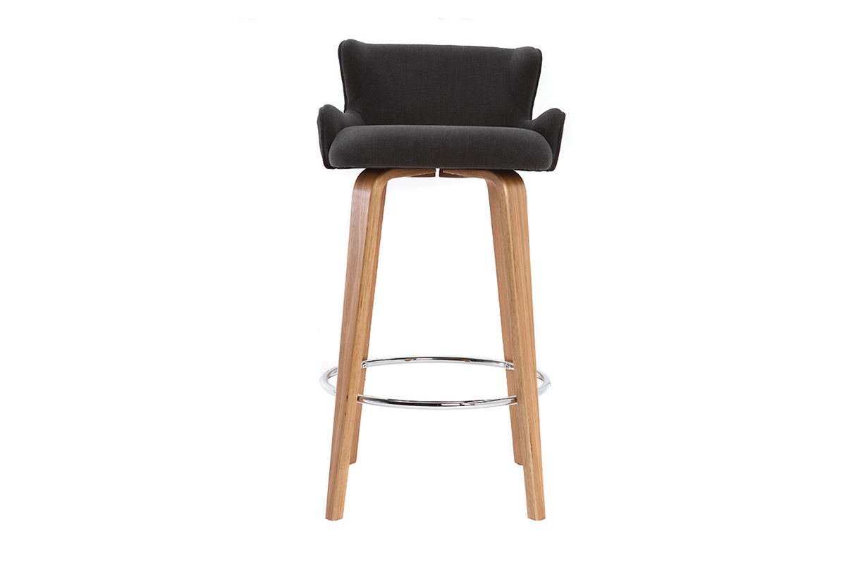 Design-Barhocker Stoff Grau Beine Eschenholz BJORG