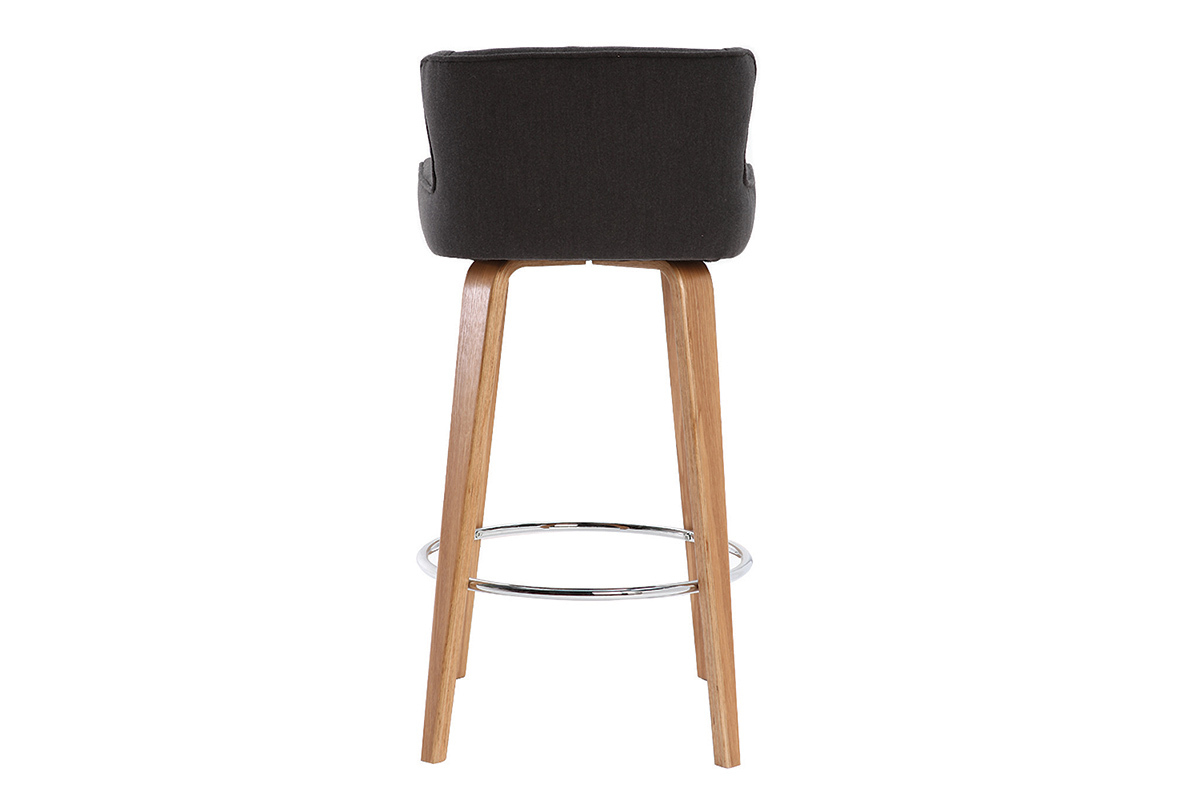 Design-Barhocker Stoff Grau Beine Eschenholz BJORG