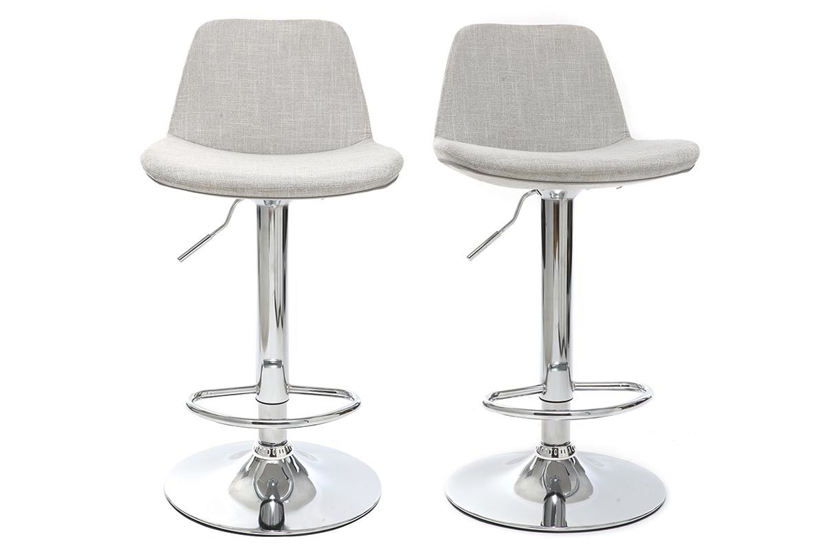 Design-Barhocker Stoff Hellgrau 2er-Set ZACK