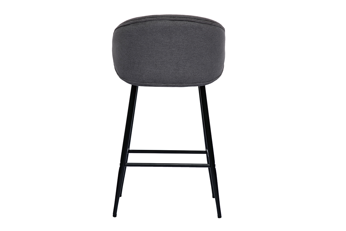 Design-Barhocker Stoff mit Samteffekt in Grau und schwarze Metallfe (2er-Set) ROSALIE