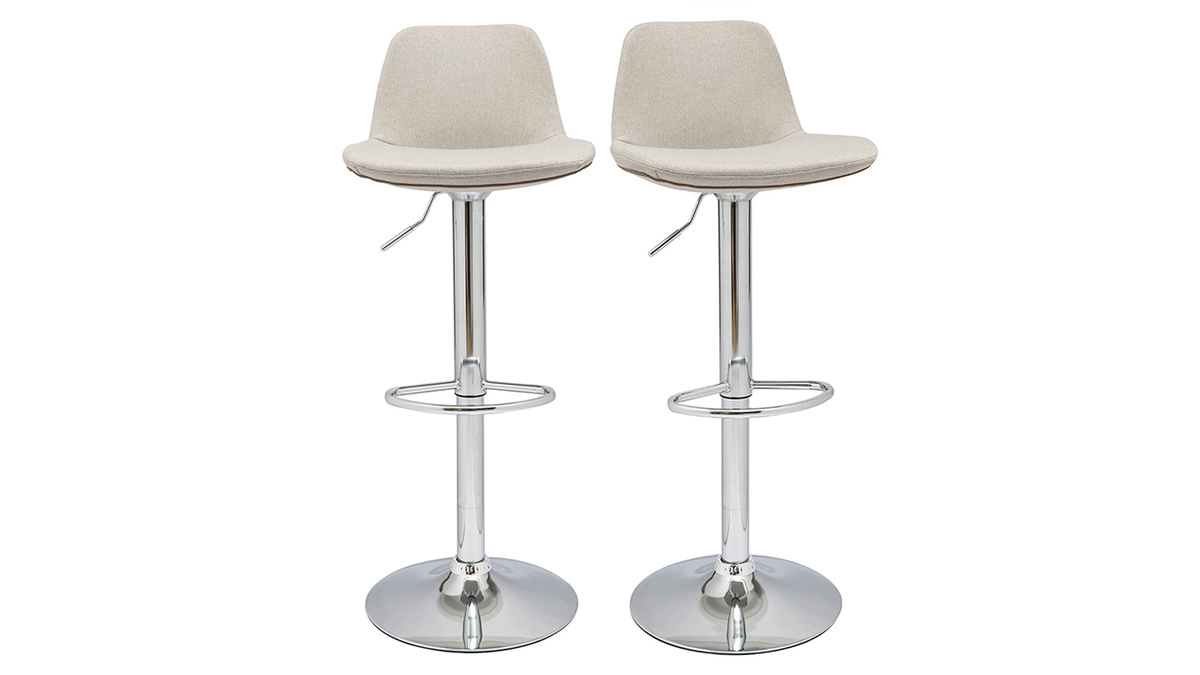 Design-Barhocker Stoff naturfarben 2er-Set ZACK