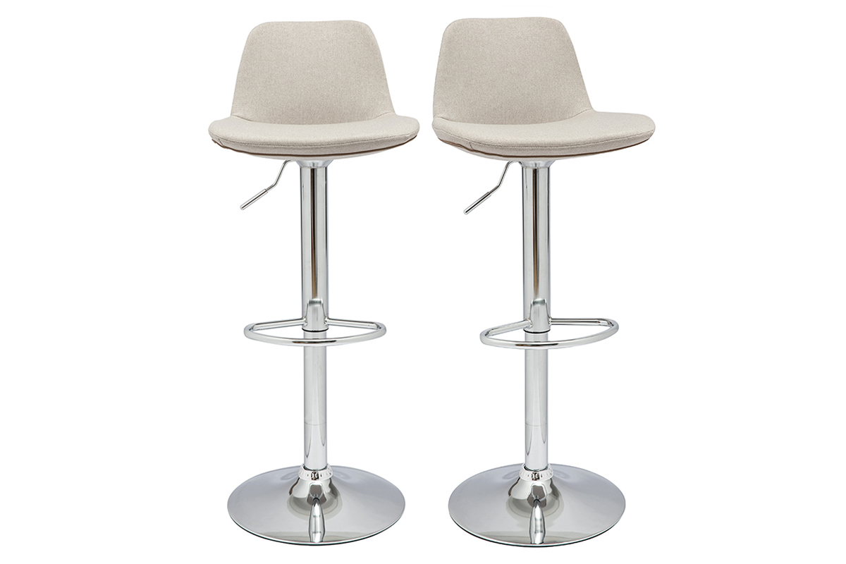 Design-Barhocker Stoff naturfarben 2er-Set ZACK