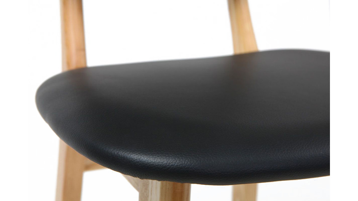 Design-Barhocker / -stuhl Schwarz und Holz Naturfarben 65 cm NORDECO