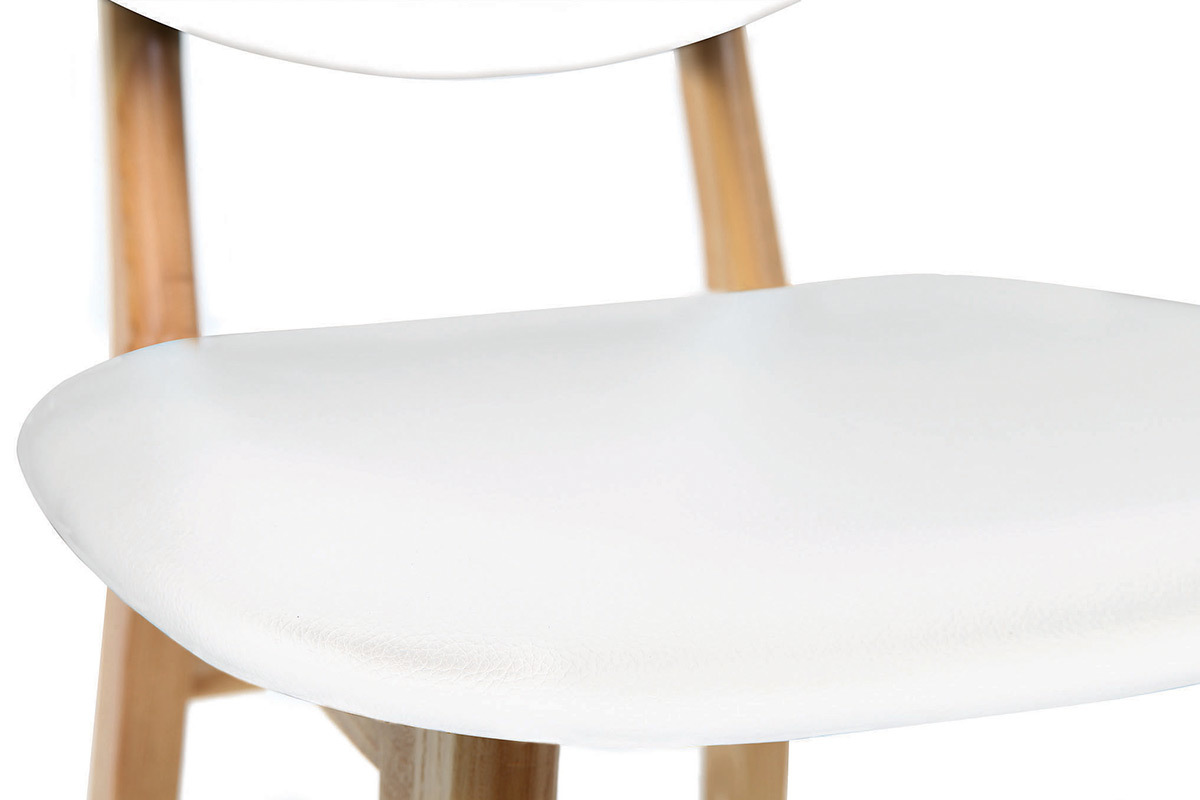 Design-Barhocker / -stuhl Wei und Holz Naturfarben NORDECO