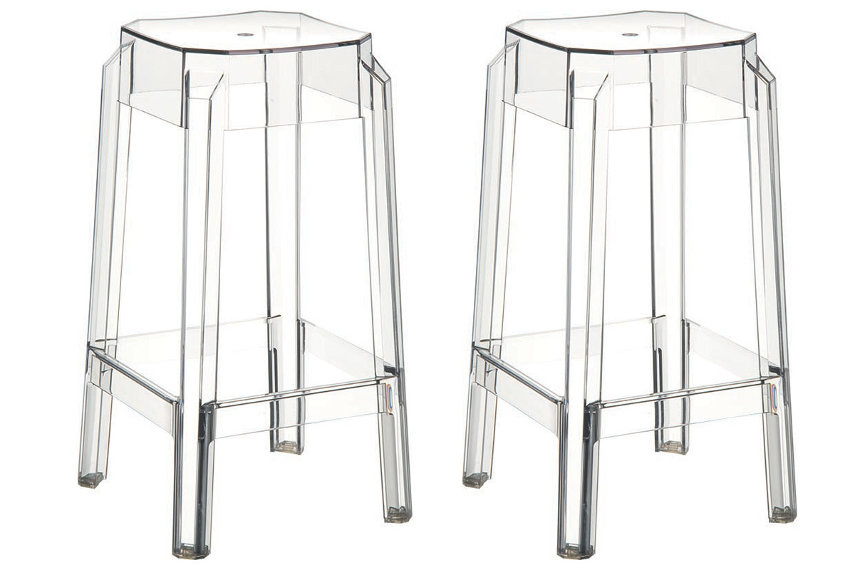 Design-Barhocker Transparent 65 cm 2er-Set CLEAR