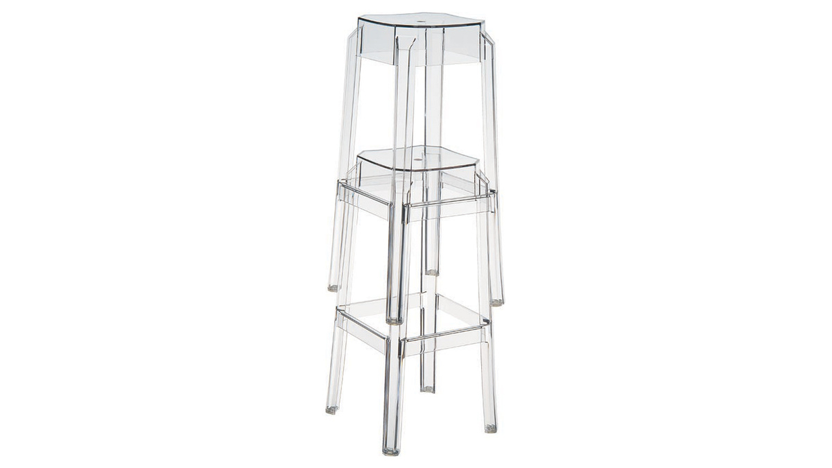 Design-Barhocker Transparent 65 cm 2er-Set CLEAR