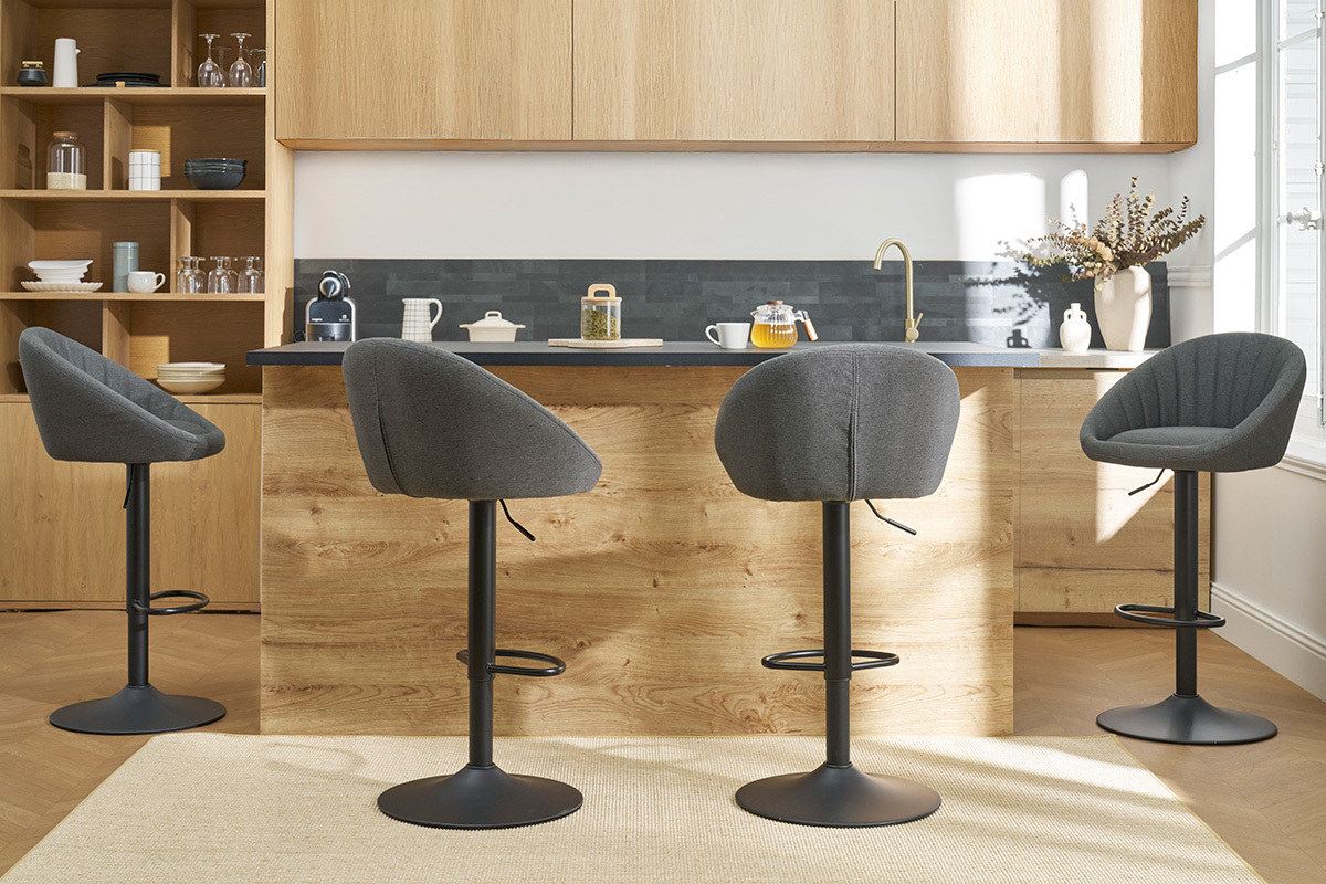 Design-Barhocker verstellbar anthrazitgrau 2er-Set SHERU