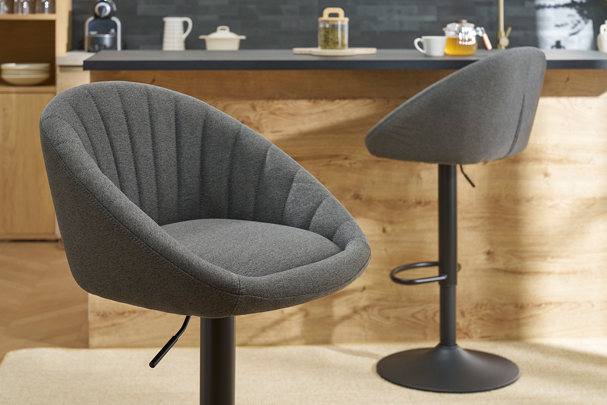 Design-Barhocker verstellbar anthrazitgrau 2er-Set SHERU