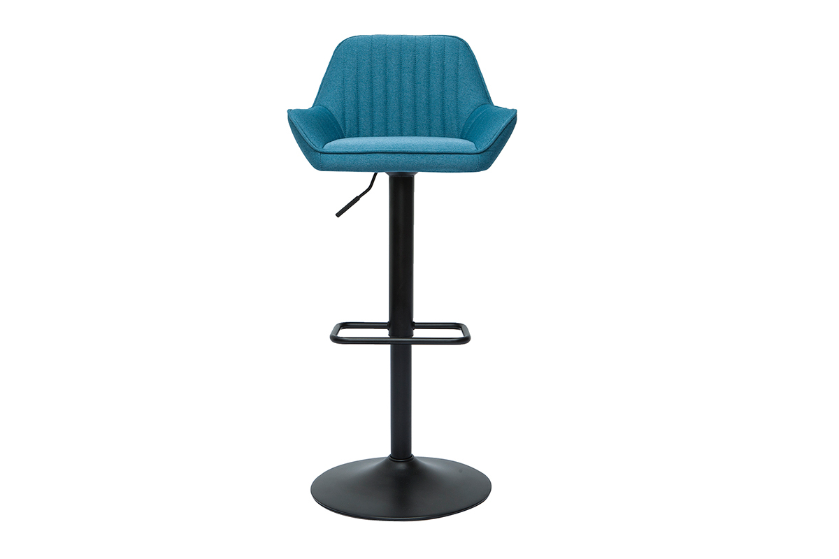 Design-Barhocker verstellbar entenblauer Stoff 2er-Set RONNIE