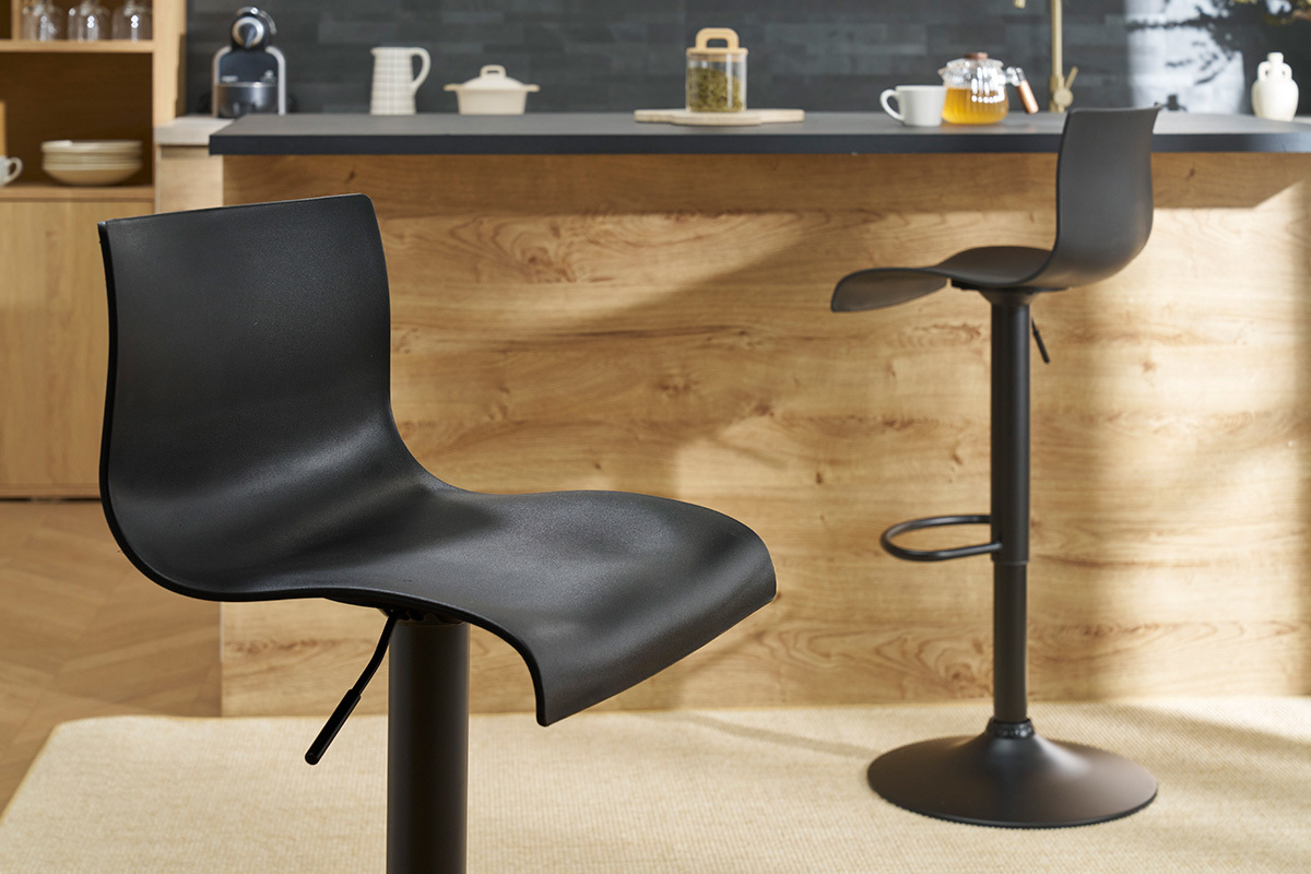 Design-Barhocker verstellbar schwarzes Metal Zweierset ONA