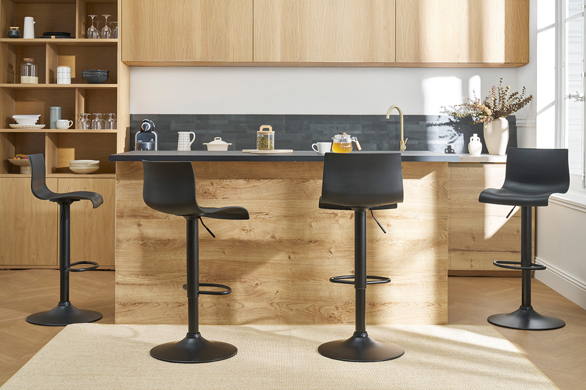 Design-Barhocker verstellbar schwarzes Metal Zweierset ONA