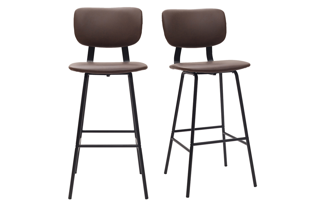 Design-Barhocker Vintage Dunkelbraun mit Metallbeinen 75 cm (2 Stk.) LAB
