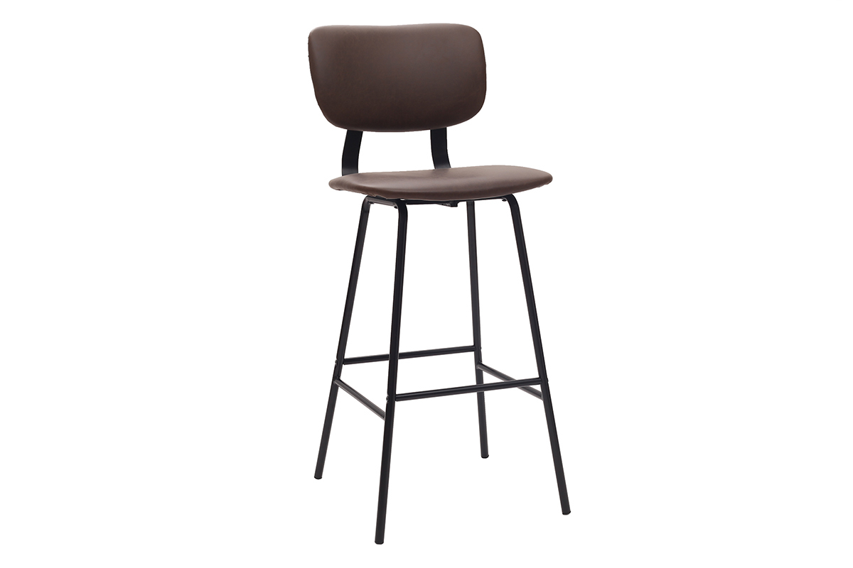 Design-Barhocker Vintage Dunkelbraun mit Metallbeinen 75 cm (2 Stk.) LAB