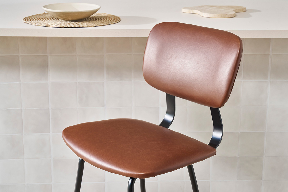 Design-Barhocker Vintage Hellbraun mit Metallbeinen 65 cm (2 Stk.) LAB