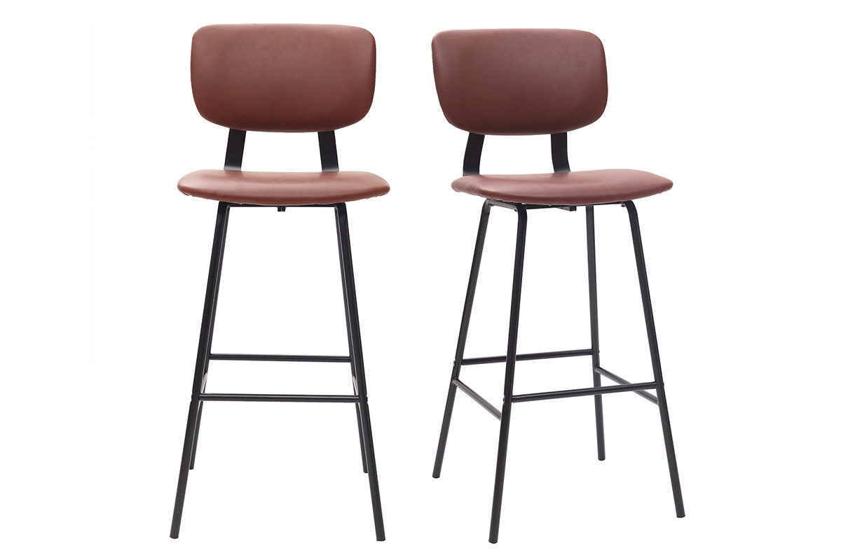Design-Barhocker Vintage Hellbraun mit Metallbeinen 75 cm (2 Stk.) LAB
