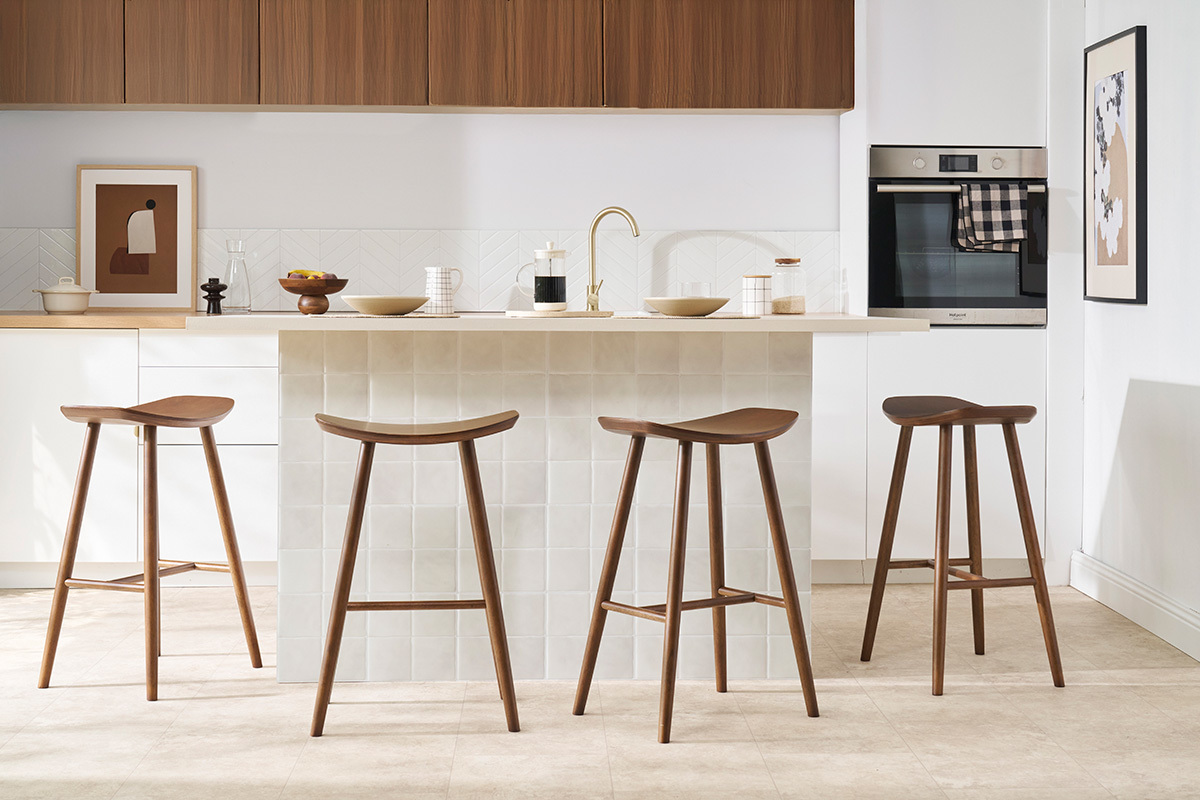 Design-Barhocker Walnuss H72 cm (2er-Set) DEMORY