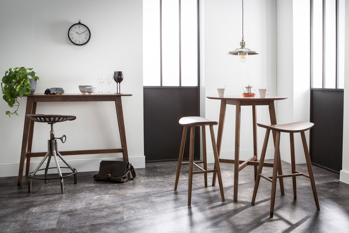 Design Barhocker Walnuss H72 cm DEMORY