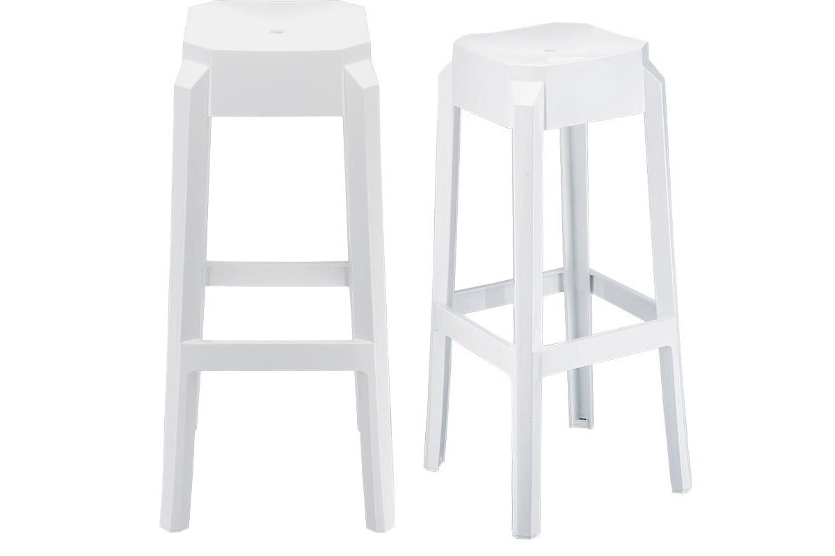 Design-Barhocker Wei� 75 cm 2er-Set CLEAR