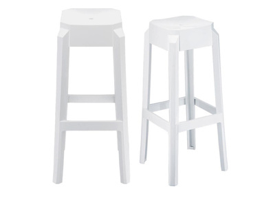 Design-Barhocker Wei&szlig; 75 cm 2er-Set CLEAR