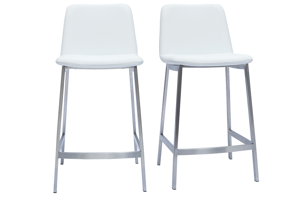 Design-Barhocker wei Metallfu aus gebrstetem Edelstahl 66 cm (2er-Set) ARSENE