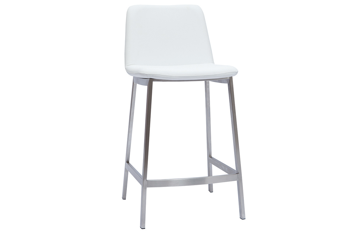 Design-Barhocker wei Metallfu aus gebrstetem Edelstahl 66 cm (2er-Set) ARSENE
