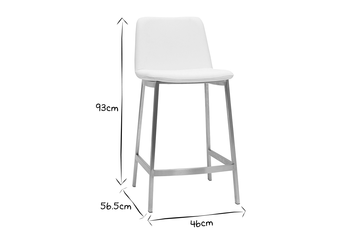Design-Barhocker wei Metallfu aus gebrstetem Edelstahl 66 cm (2er-Set) ARSENE