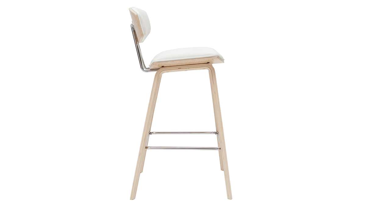 Design-Barhocker wei mit hellem Holz H 69 cm (Zweierset) VASCO