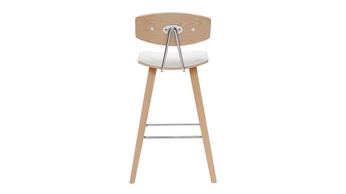 Design-Barhocker wei mit hellem Holz H 69 cm (Zweierset) VASCO