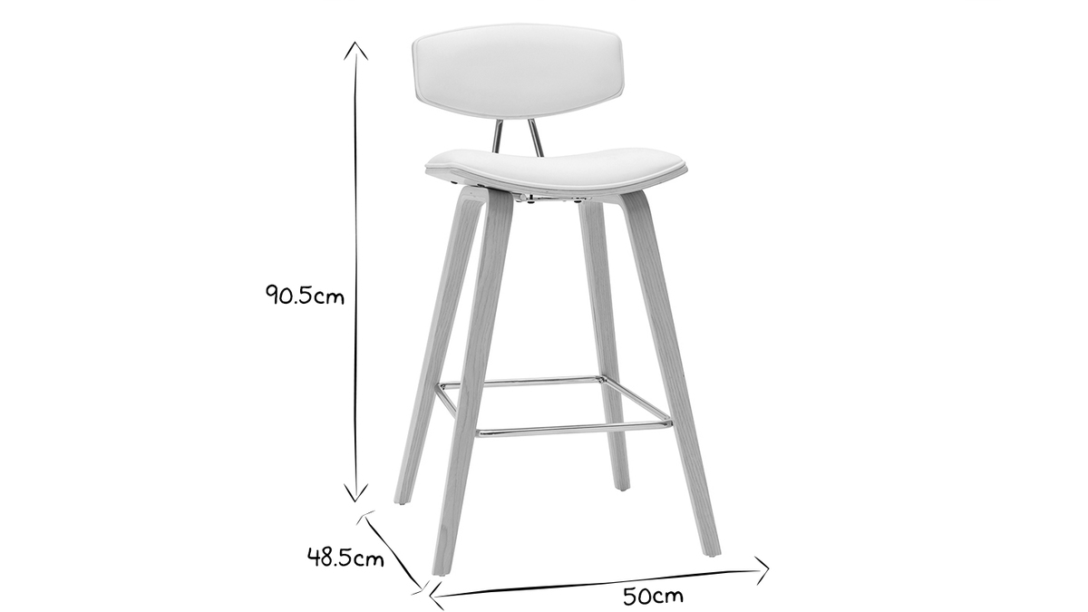 Design-Barhocker wei mit hellem Holz H 69 cm (Zweierset) VASCO