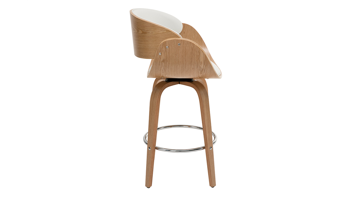 Design-Barhocker Wei und helles Holz 65 cm BENT