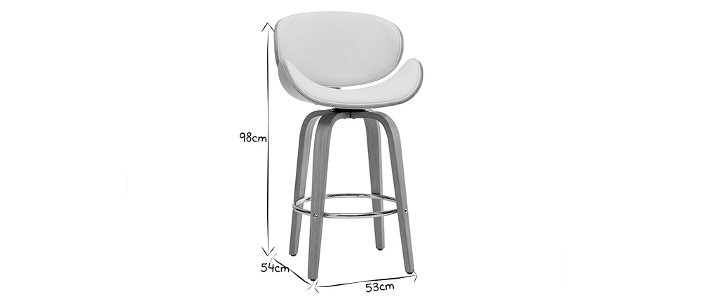 Design-Barhocker Weiß und helles Holz 65 cm WALNUT - Miliboo