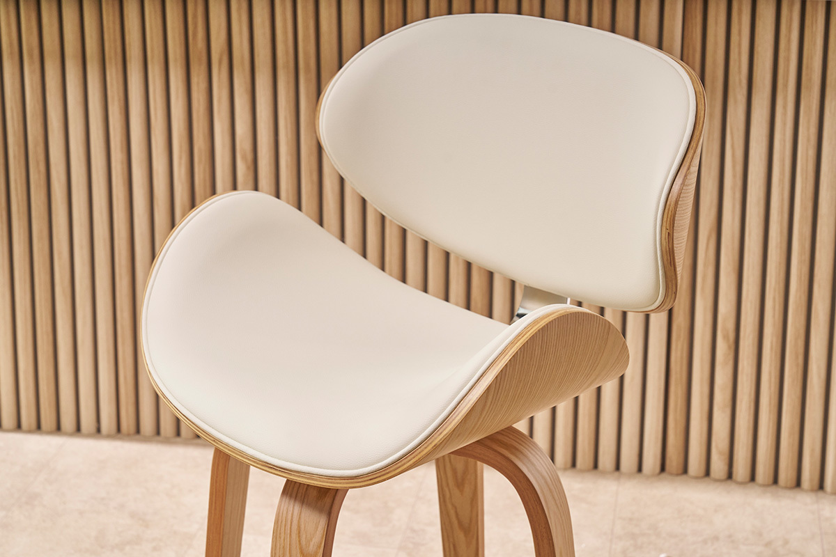 Design-Barhocker Wei und helles Holz 65 cm WALNUT