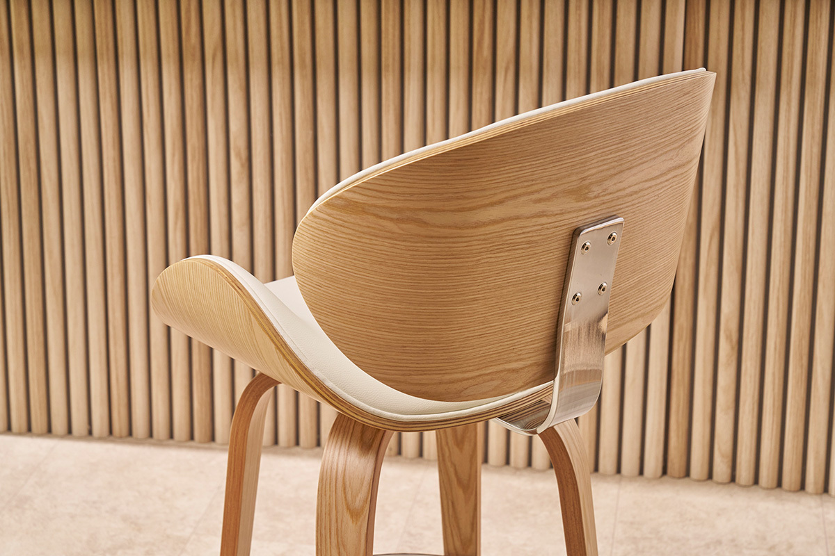 Design-Barhocker Wei und helles Holz 65 cm WALNUT