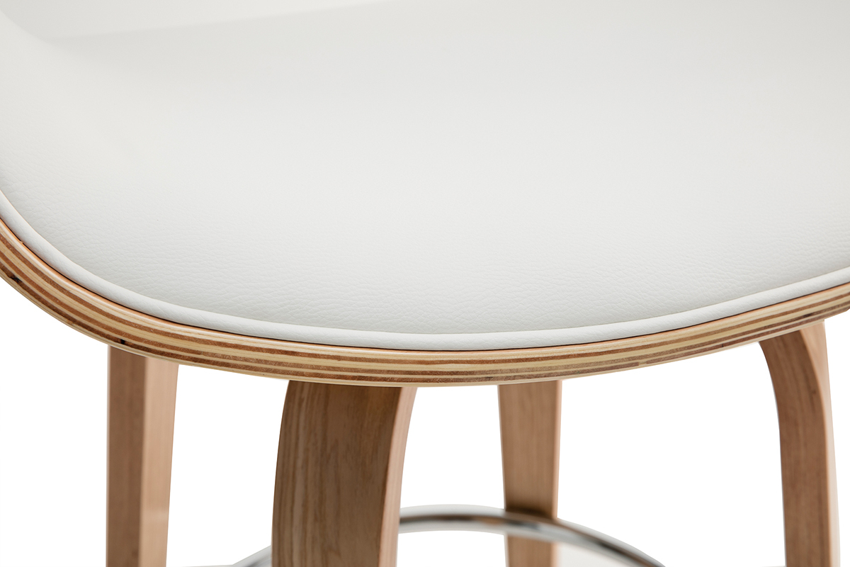 Design-Barhocker Wei� und helles Holz 68 cm ARAMIS
