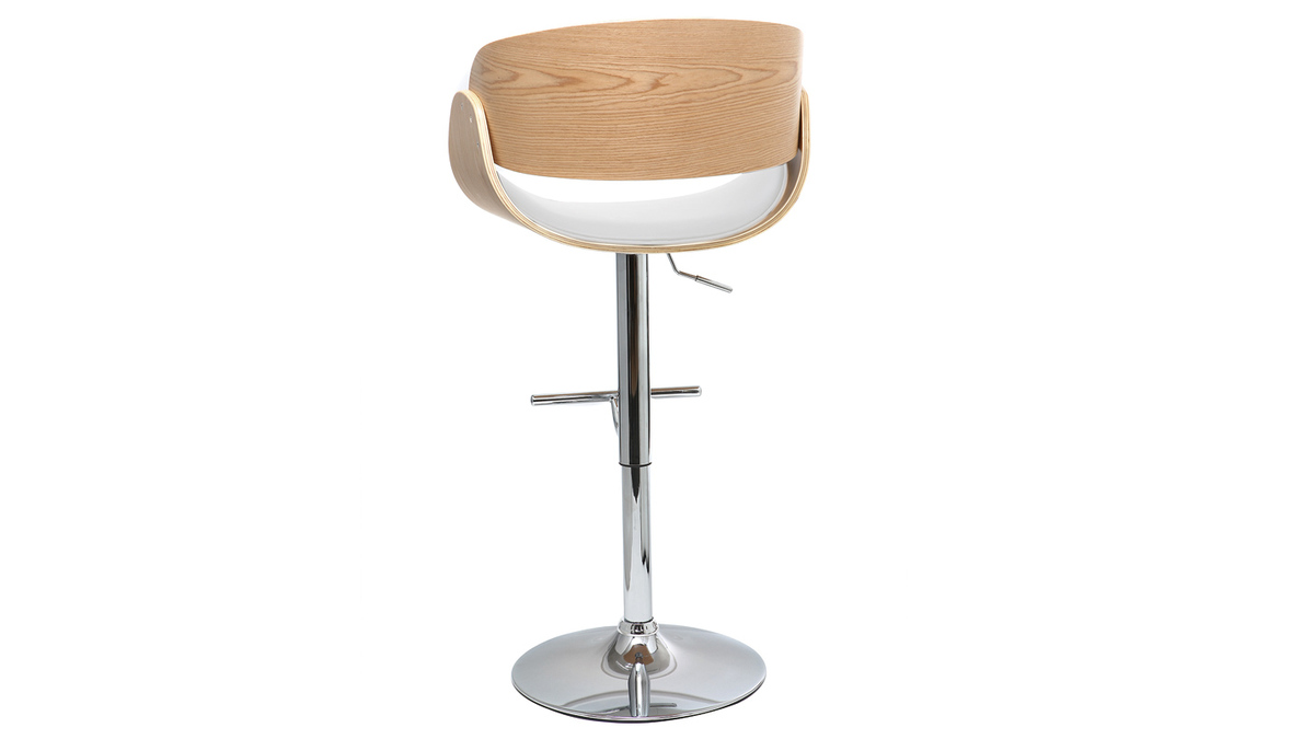 Design-Barhocker Wei und helles Holz BENT