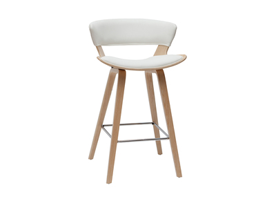 Design-Barhocker weiß und helles Holz H65 cm SYRAH