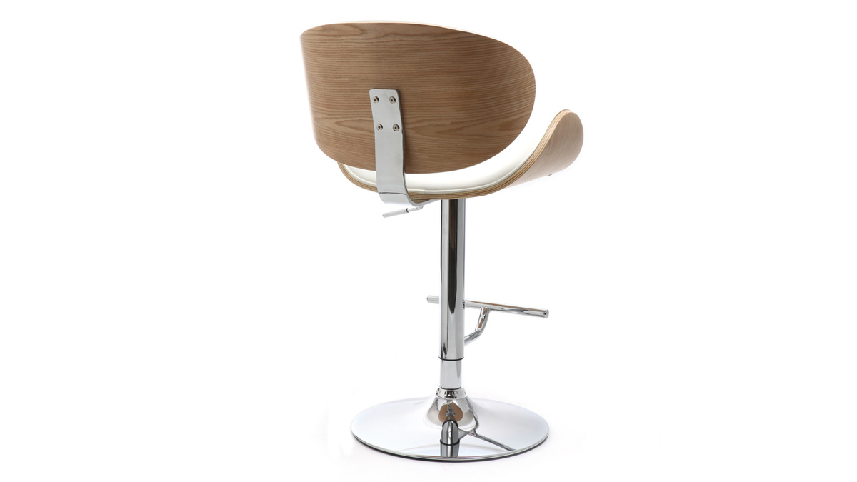 Design-Barhocker Wei und helles Holz WALNUT