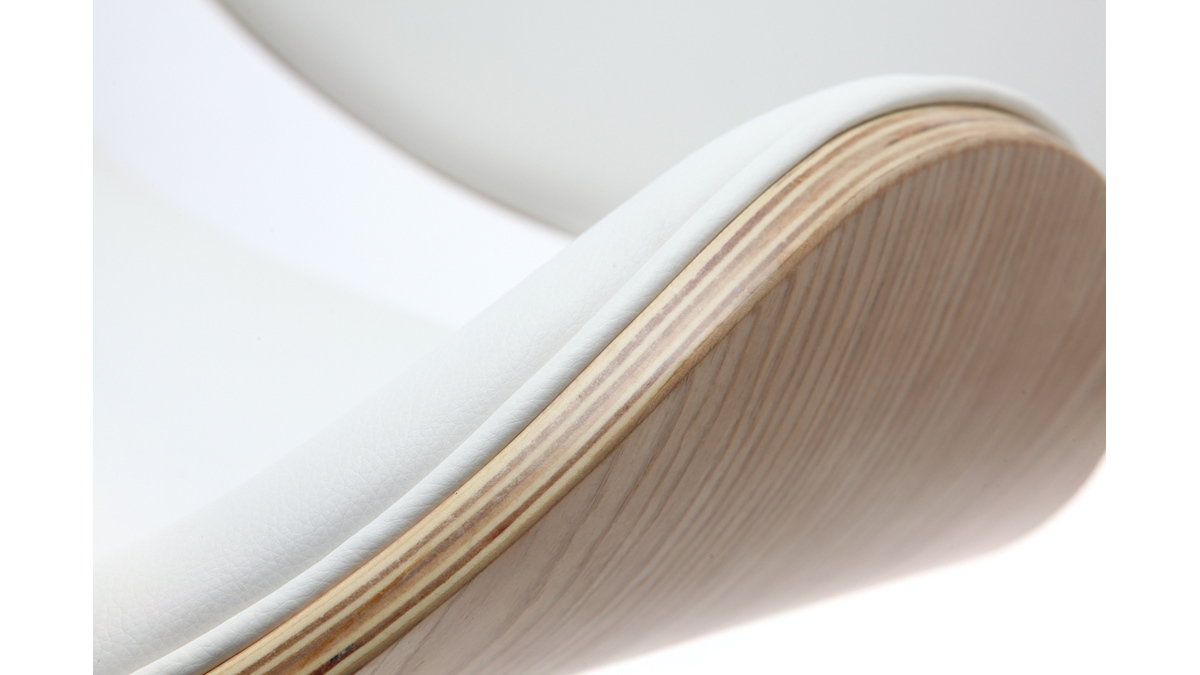 Design-Barhocker Weiß und helles Holz WALNUT