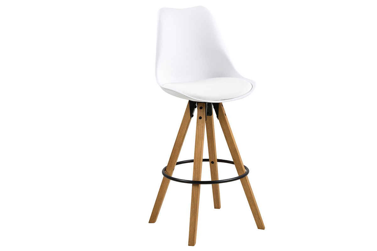 Design-Barhocker Wei und Holz 2 Stck. NADJA
