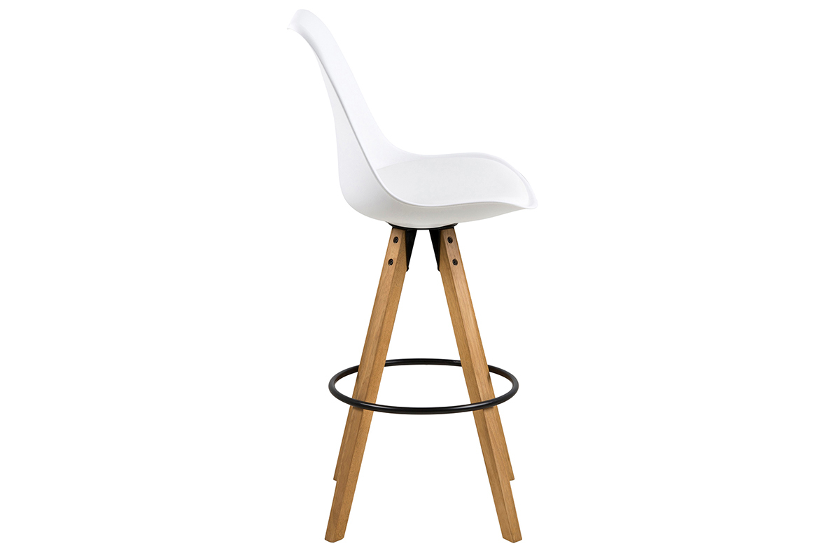 Design-Barhocker Wei und Holz 2 Stck. NADJA