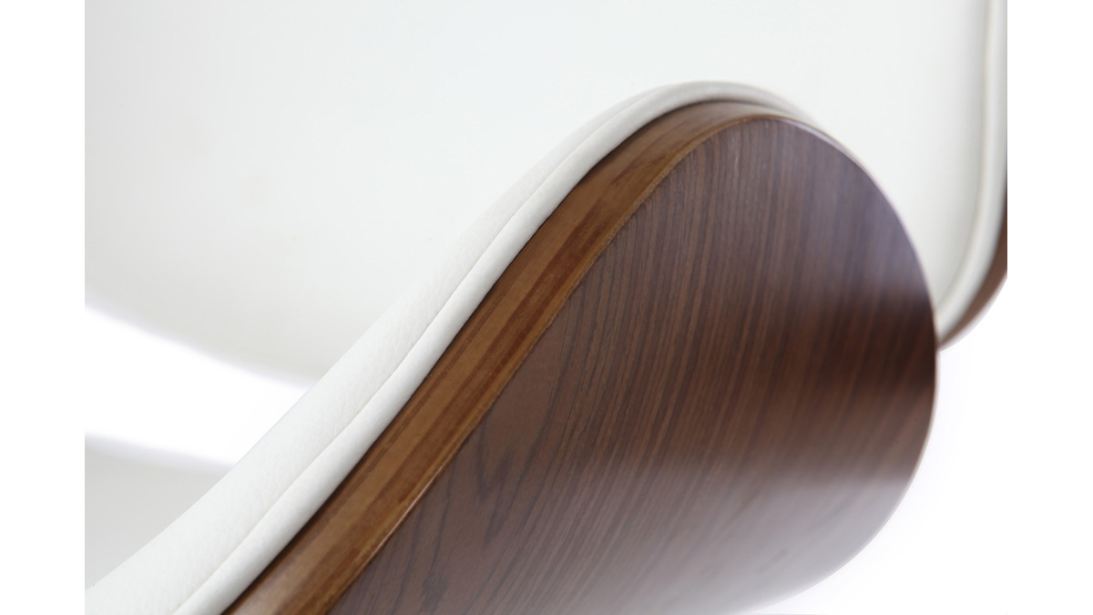 Design-Barhocker Weiß und Holz WALNUT