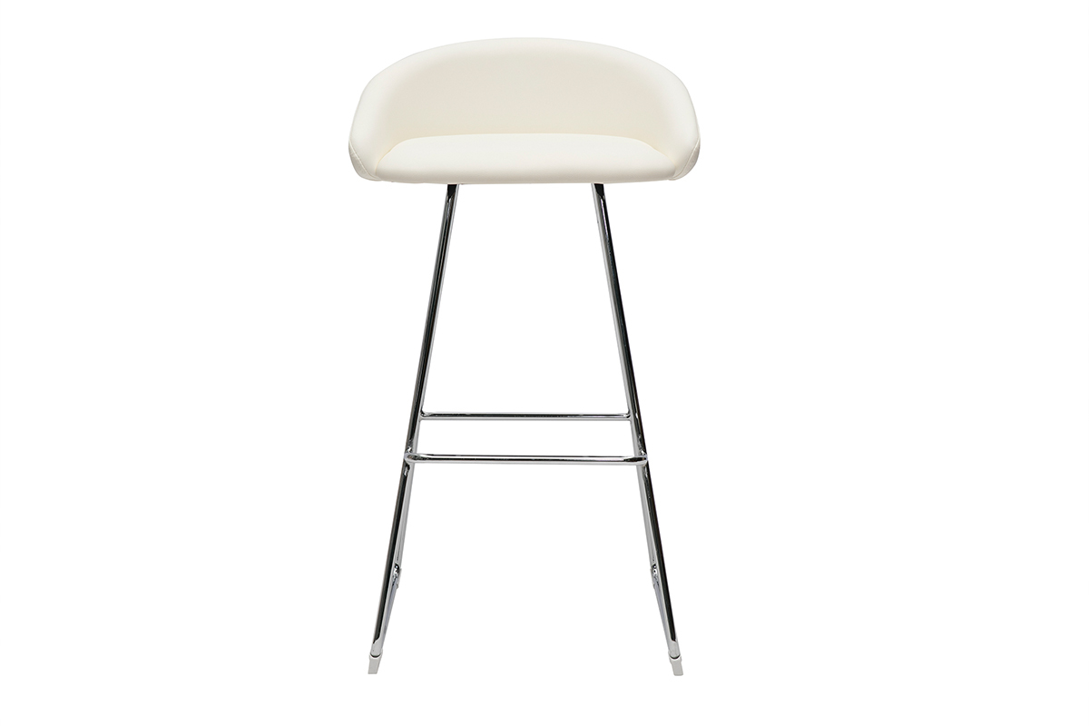 Design-Barhocker wei und verchromtes Metall H75 cm (2er-Set) REYNOLD.