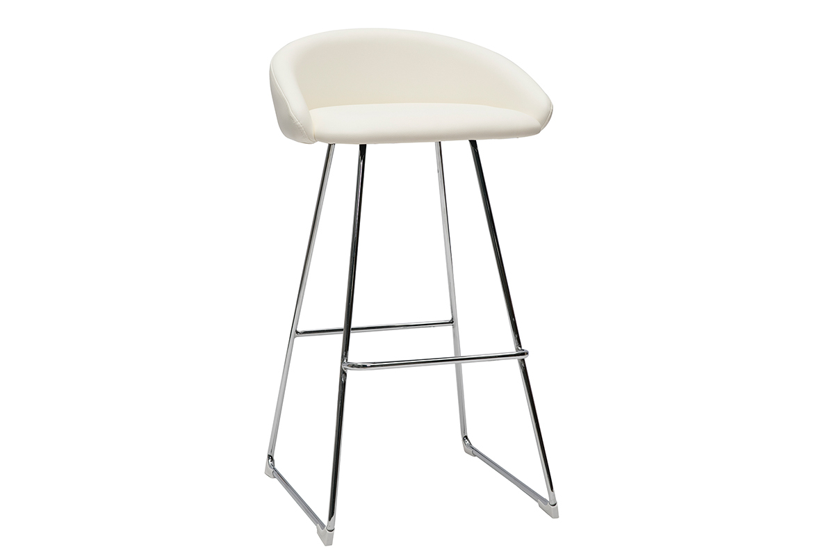 Design-Barhocker wei und verchromtes Metall H75 cm (2er-Set) REYNOLD.