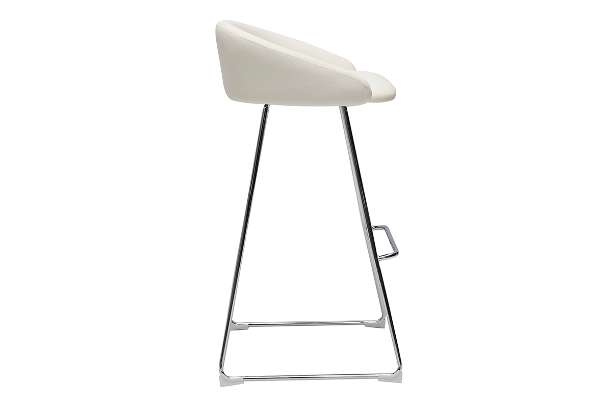 Design-Barhocker wei und verchromtes Metall H75 cm (2er-Set) REYNOLD.