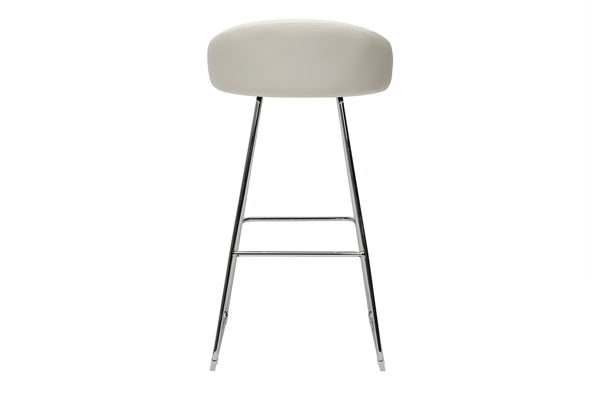 Design-Barhocker wei und verchromtes Metall H75 cm (2er-Set) REYNOLD.