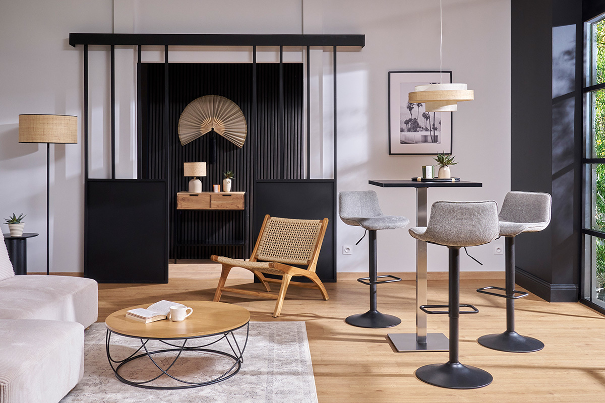 Design-Bartisch Viereck Schwarz Mittelfu JORY