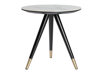 Design-Beistelltisch Marmoroptik mit Holzbeinen und Gold ALLURE - Design-Beistelltisch Marmoroptik mit Holzbeinen und Gold ALLURE