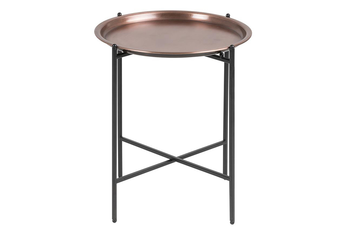 Design-Beistelltisch rund Metall Kupferfarben LUZ