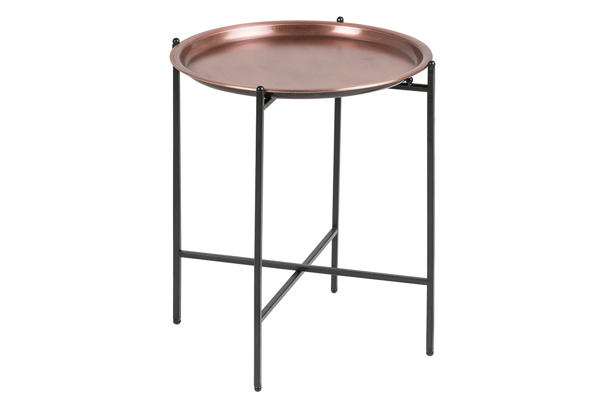 Design-Beistelltisch rund Metall Kupferfarben LUZ